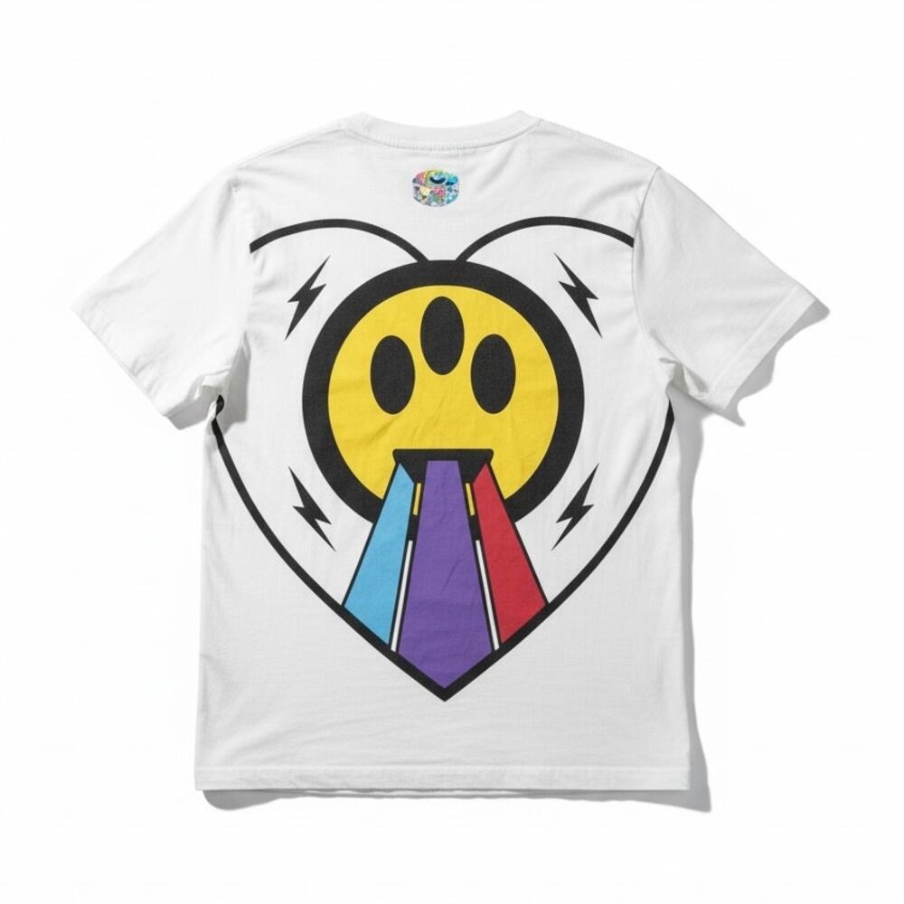 Barrow Heart Rainbow Logo White Cotton Graphic Streetwear T-Shirt Men's Large